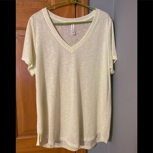 Athleta brand V Neck breezy top, lime green, XL